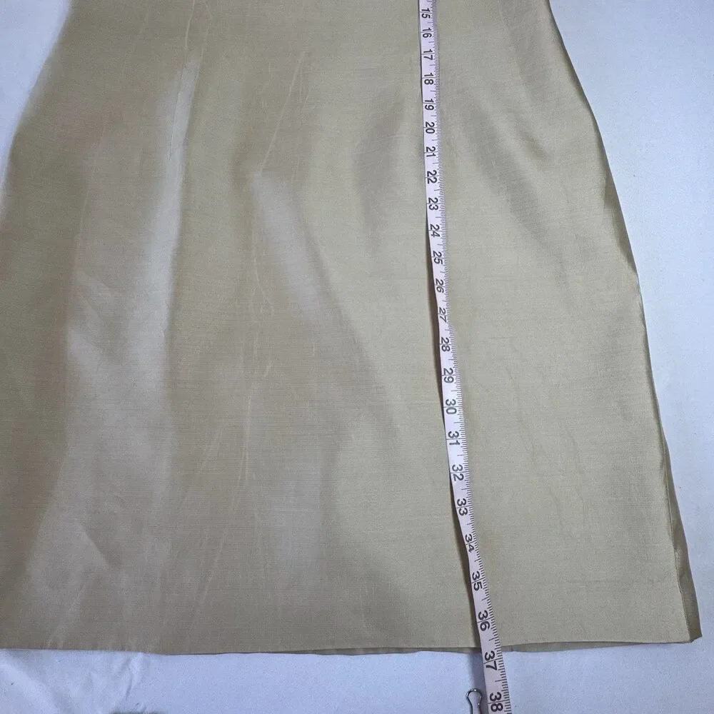 Talbots Petites 100% Silk Shift Dress Gold Sleeveless Size 14 Elegant Classic